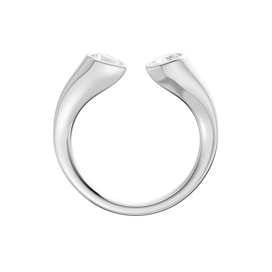 Flush-set Open End Diamond Ring (Pear) in 14K White Gold – Silvadi Jewelry Aurora CO