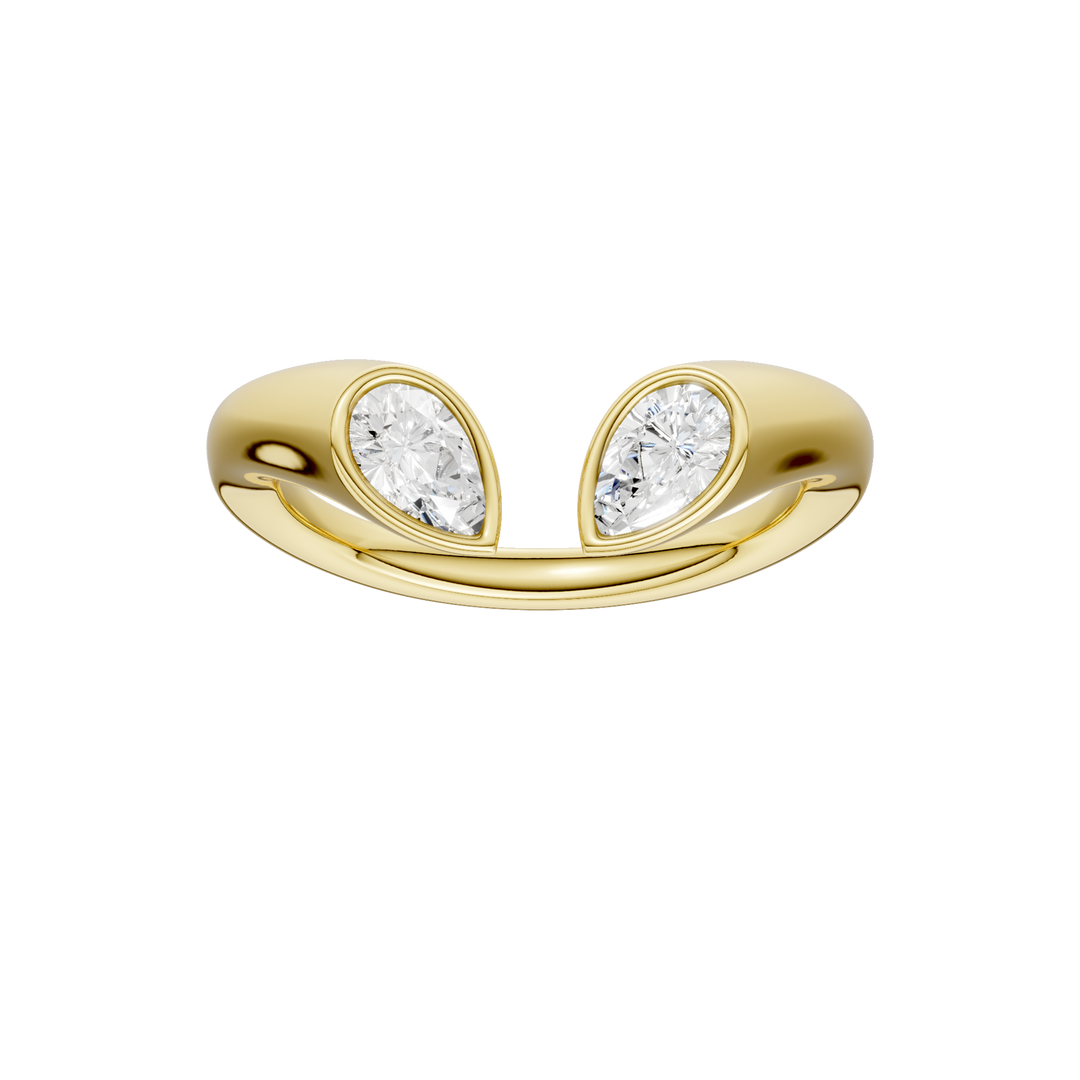 Flush-set Open End Diamond Ring (Pear) in 14K Yellow Gold – Silvadi Jewelry Aurora CO