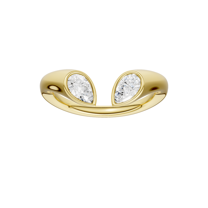 Flush-set Open End Diamond Ring (Pear) in 14K Yellow Gold – Silvadi Jewelry Aurora CO