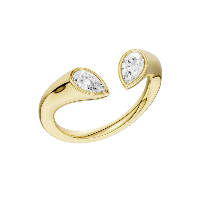 Flush-set Open End Diamond Ring (Pear) in 14K Yellow Gold – Silvadi Jewelry Aurora CO