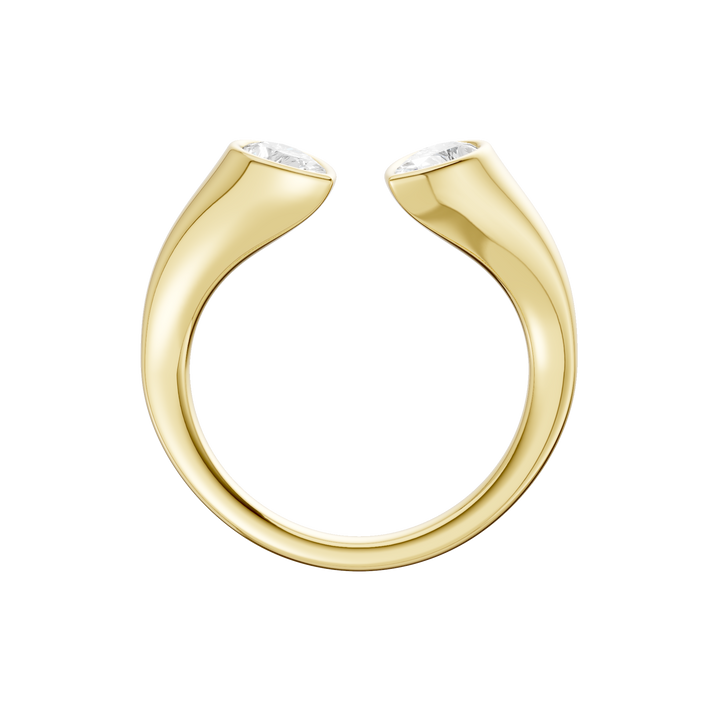 Flush-set Open End Diamond Ring (Pear) in 14K Yellow Gold – Silvadi Jewelry Aurora CO