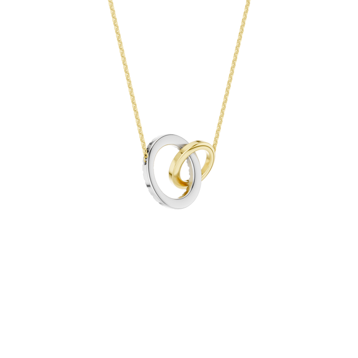 Gold and Diamond Interlink Circle Pendant (Round) in 14K Two-Tone White and Yellow Gold – Silvadi Jewelry Aurora CO