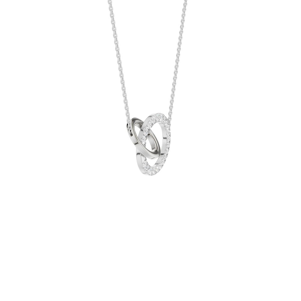 Gold and Diamond Interlink Circle Pendant (Round) in 14K White Gold – Silvadi Jewelry Aurora CO