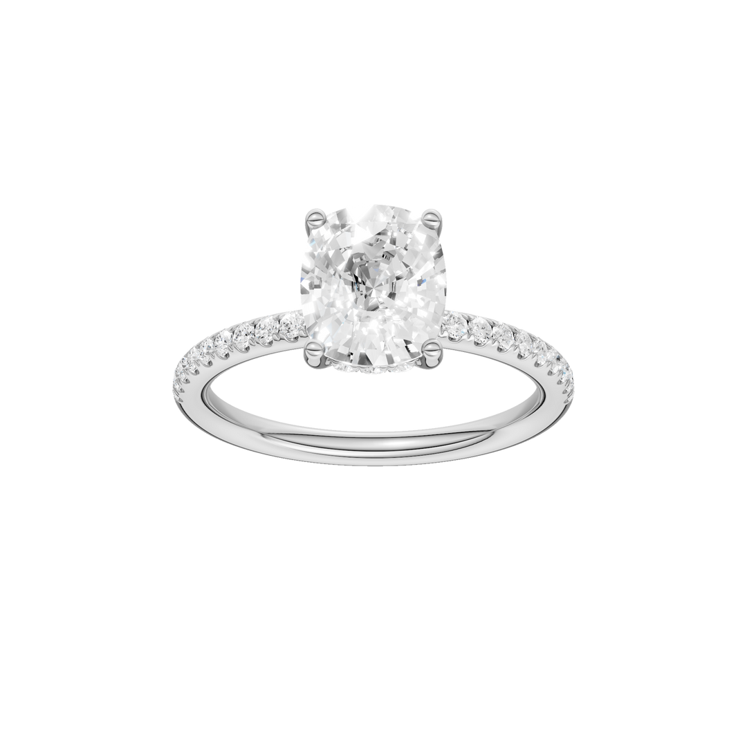Hidden Halo Engagement Ring (Elongated Cushion) in 14K White Gold – Silvadi Jewelry Aurora CO