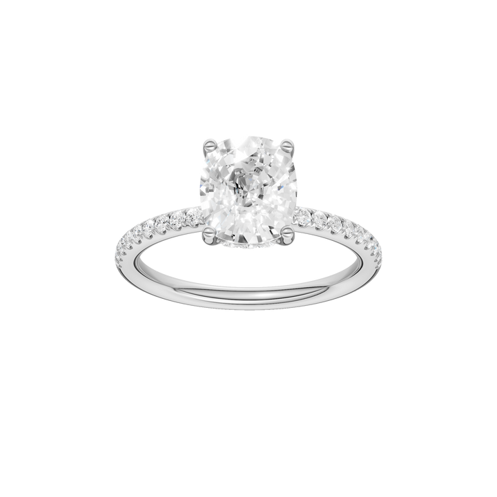 Hidden Halo Engagement Ring (Elongated Cushion) in 14K White Gold – Silvadi Jewelry Aurora CO
