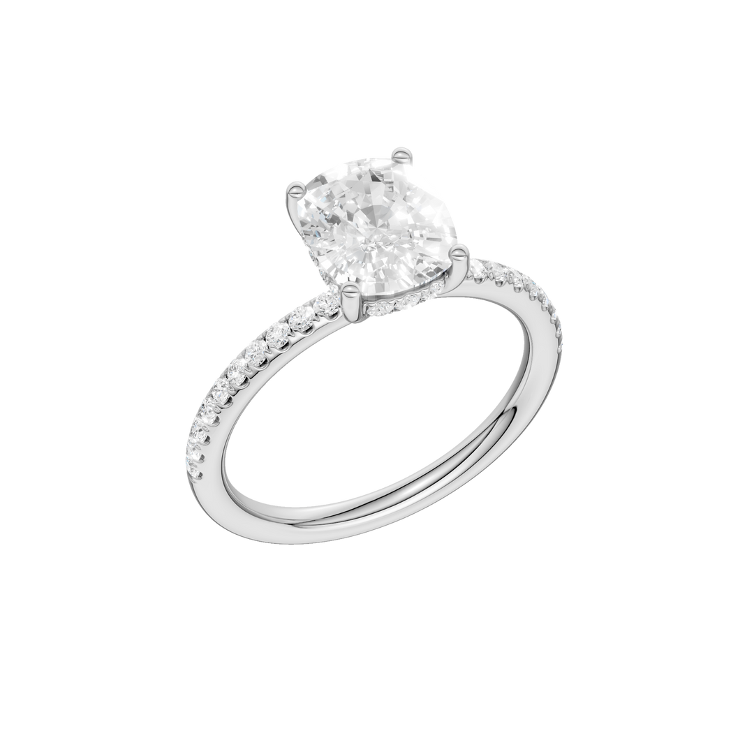 Hidden Halo Engagement Ring (Elongated Cushion) in 14K White Gold – Silvadi Jewelry Aurora CO