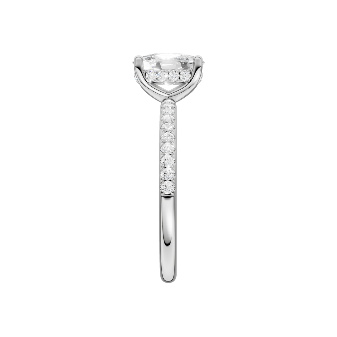 Hidden Halo Engagement Ring (Elongated Cushion) in 14K White Gold – Silvadi Jewelry Aurora CO