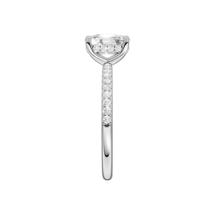 Hidden Halo Engagement Ring (Elongated Cushion) in 14K White Gold – Silvadi Jewelry Aurora CO