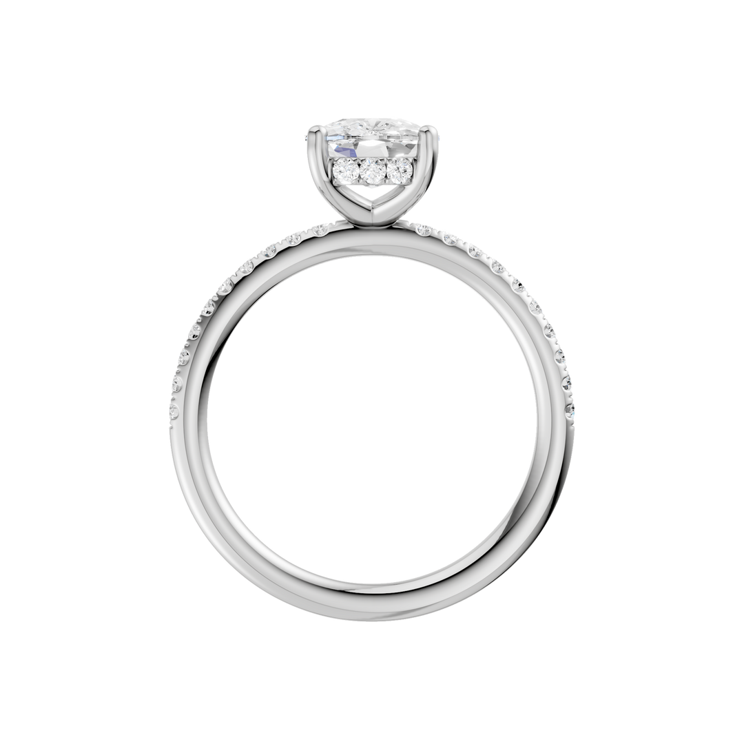 Hidden Halo Engagement Ring (Elongated Cushion) in 14K White Gold – Silvadi Jewelry Aurora CO