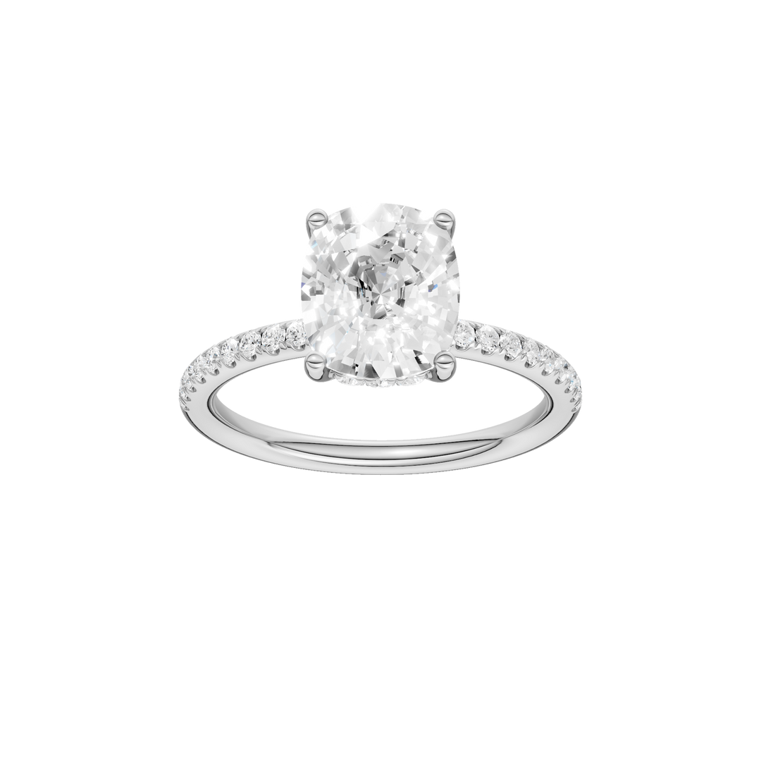 Hidden Halo Engagement Ring (Elongated Cushion) in 14K White Gold – Silvadi Jewelry Aurora CO