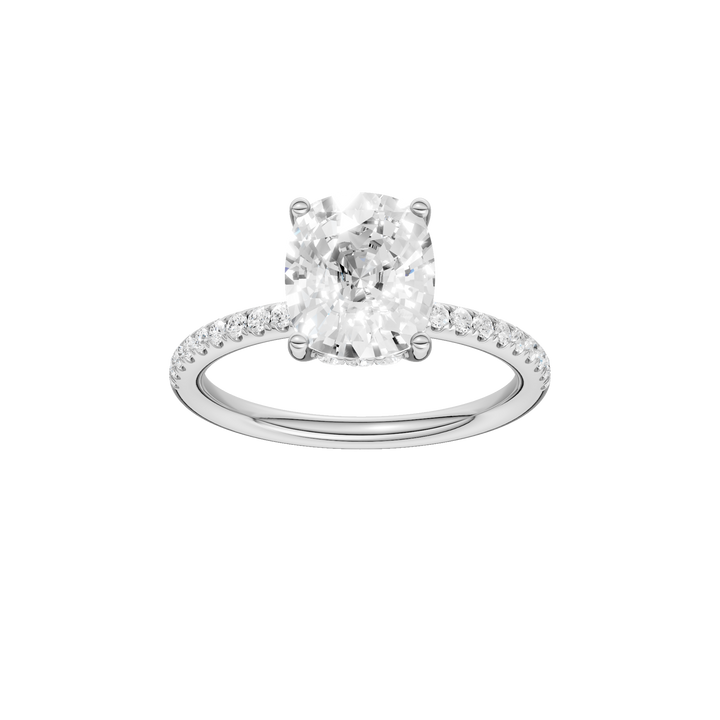 Hidden Halo Engagement Ring (Elongated Cushion) in 14K White Gold – Silvadi Jewelry Aurora CO