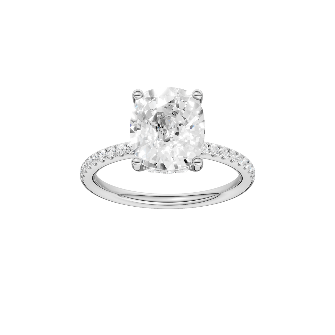 Hidden Halo Engagement Ring (Elongated Cushion) in 14K White Gold – Silvadi Jewelry Aurora CO