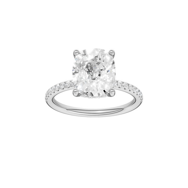 Hidden Halo Engagement Ring (Elongated Cushion) in 14K White Gold – Silvadi Jewelry Aurora CO