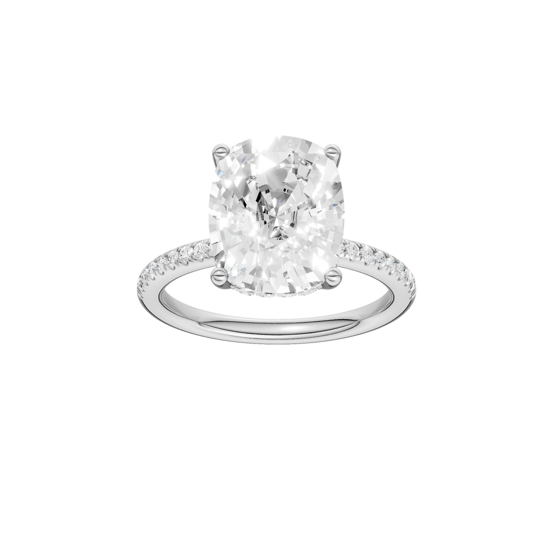 Hidden Halo Engagement Ring (Elongated Cushion) in 14K White Gold – Silvadi Jewelry Aurora CO