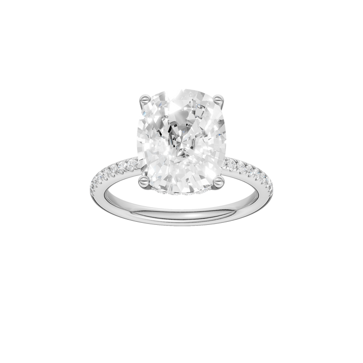 Hidden Halo Engagement Ring (Elongated Cushion) in 14K White Gold – Silvadi Jewelry Aurora CO