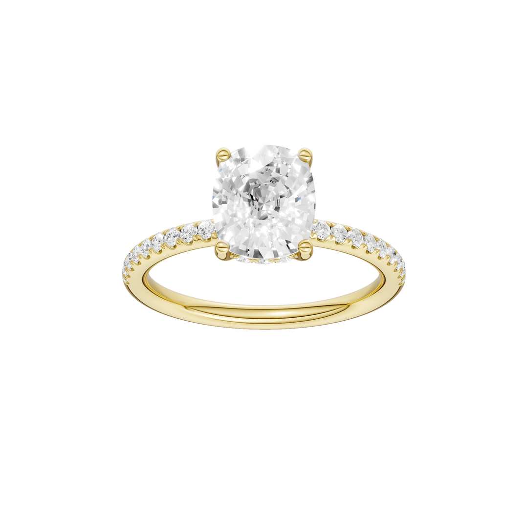 Hidden Halo Engagement Ring (Elongated Cushion) in 14K Yellow Gold – Silvadi Jewelry Aurora CO