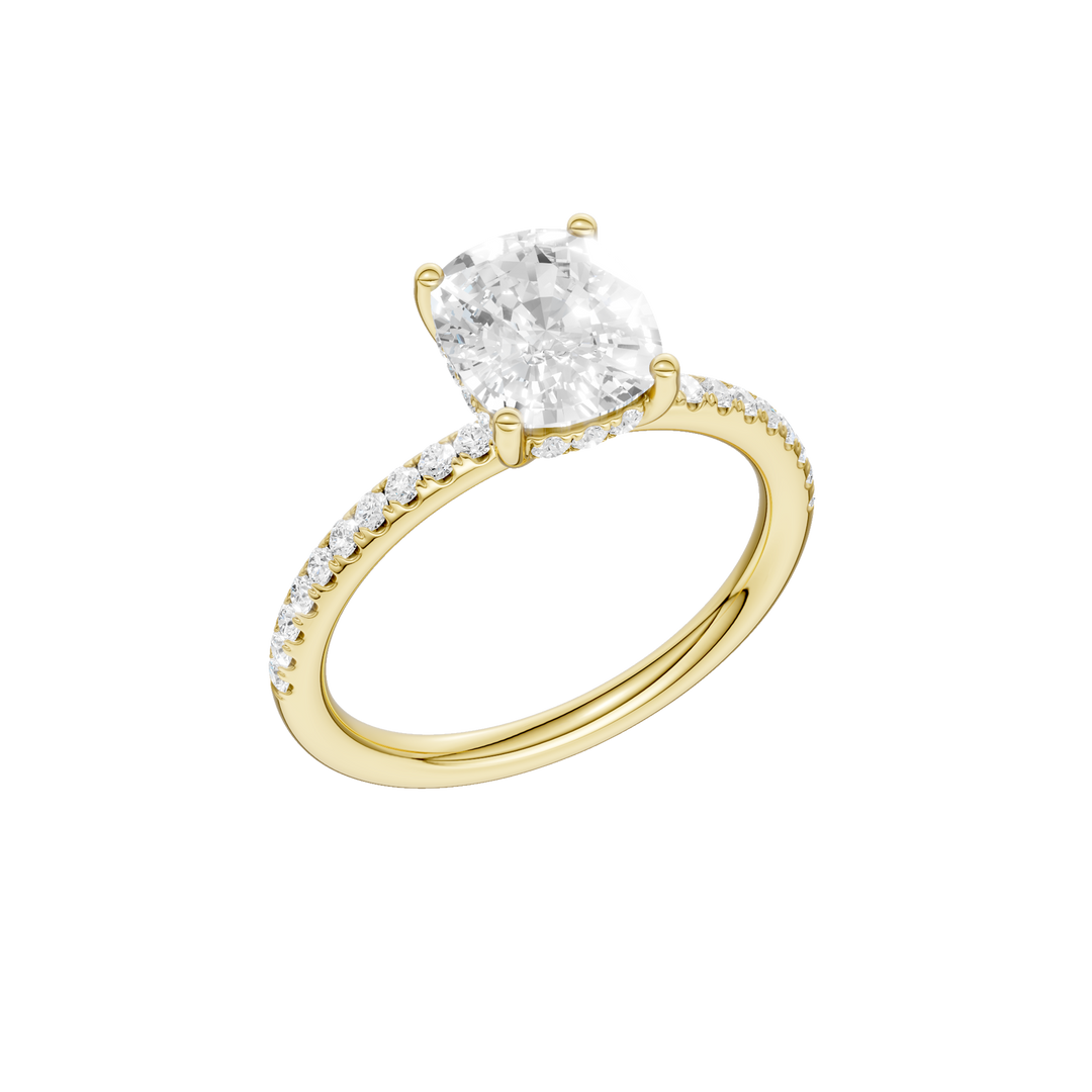 Hidden Halo Engagement Ring (Elongated Cushion) in 14K Yellow Gold – Silvadi Jewelry Aurora CO