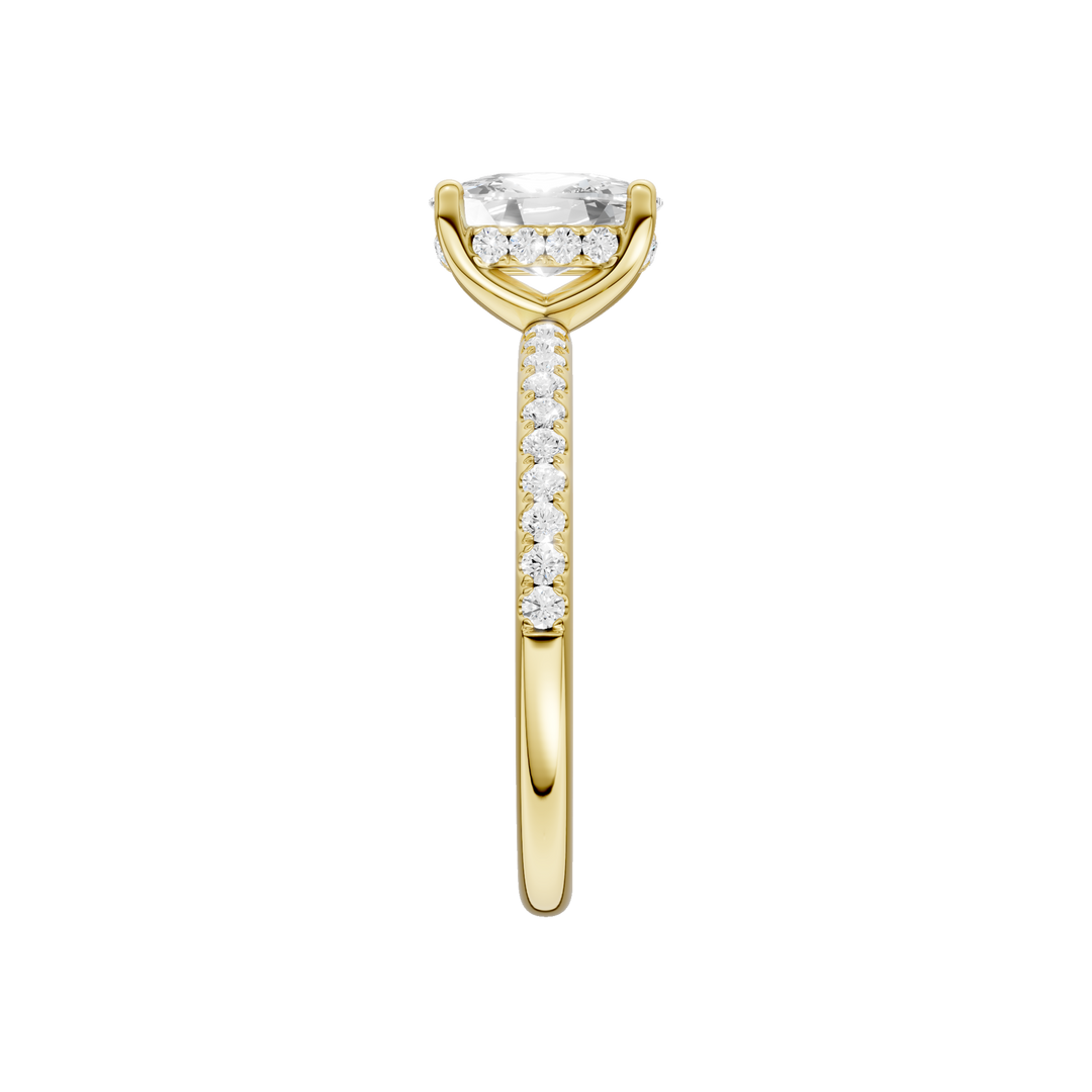 Hidden Halo Engagement Ring (Elongated Cushion) in 14K Yellow Gold – Silvadi Jewelry Aurora CO