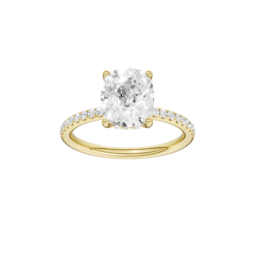 Hidden Halo Engagement Ring (Elongated Cushion) in 14K Yellow Gold – Silvadi Jewelry Aurora CO