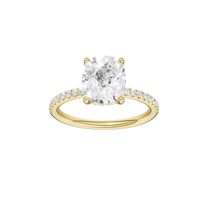 Hidden Halo Engagement Ring (Elongated Cushion) in 14K Yellow Gold – Silvadi Jewelry Aurora CO