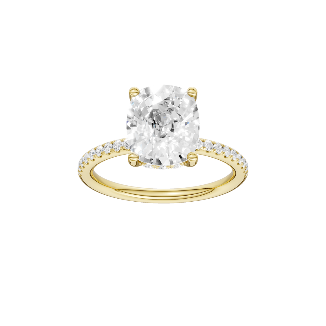Hidden Halo Engagement Ring (Elongated Cushion) in 14K Yellow Gold – Silvadi Jewelry Aurora CO