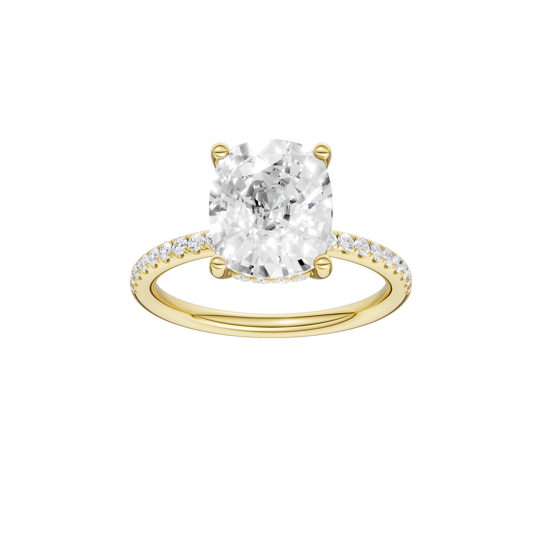 Hidden Halo Engagement Ring (Elongated Cushion) in 14K Yellow Gold – Silvadi Jewelry Aurora CO