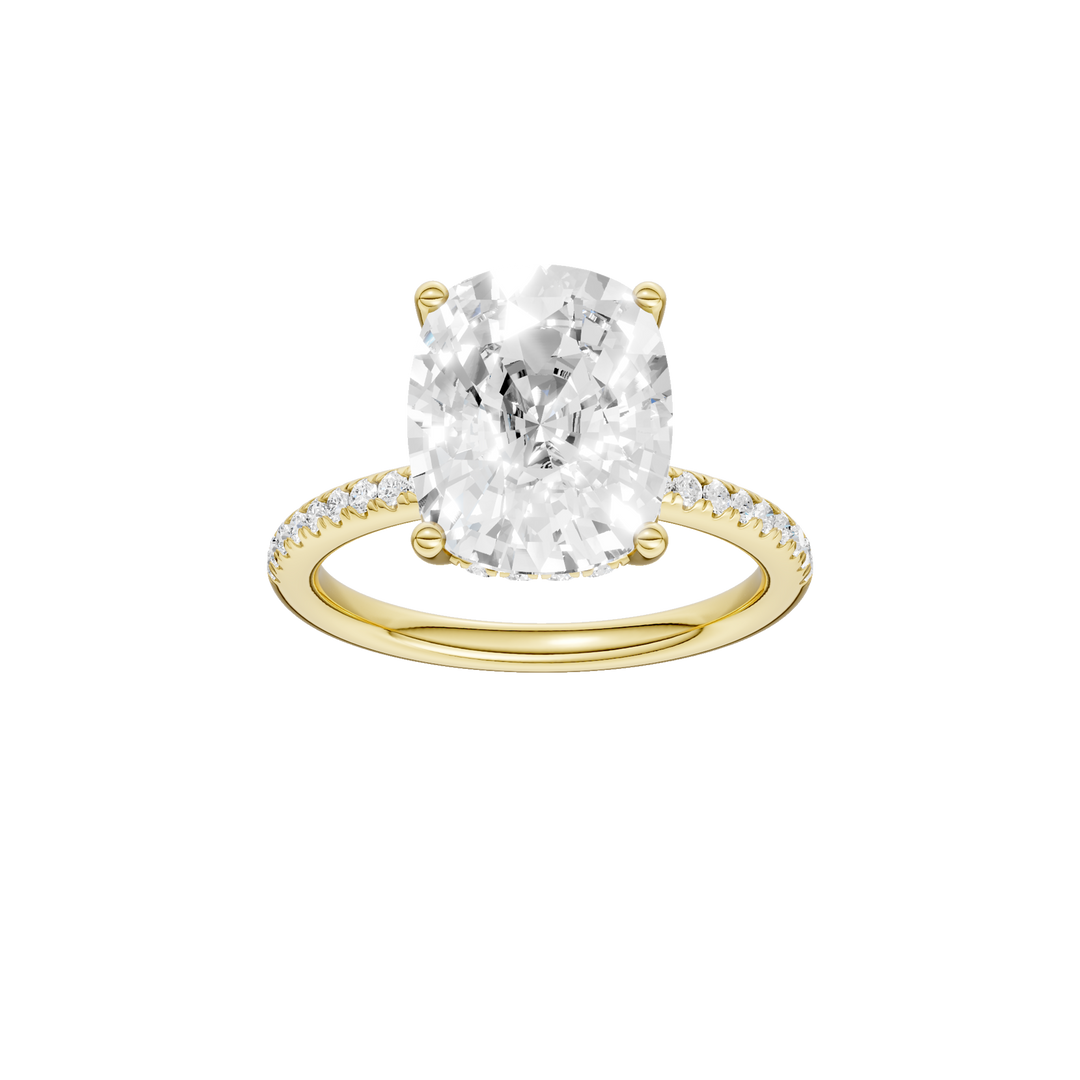 Hidden Halo Engagement Ring (Elongated Cushion) in 14K Yellow Gold – Silvadi Jewelry Aurora CO