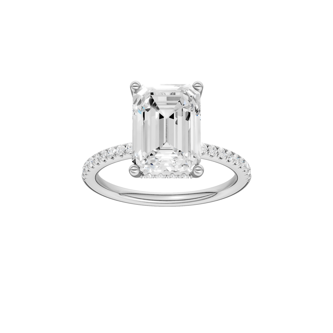 Hidden Halo Engagement Ring (Emerald) in 14K White Gold – Silvadi Jewelry Aurora CO