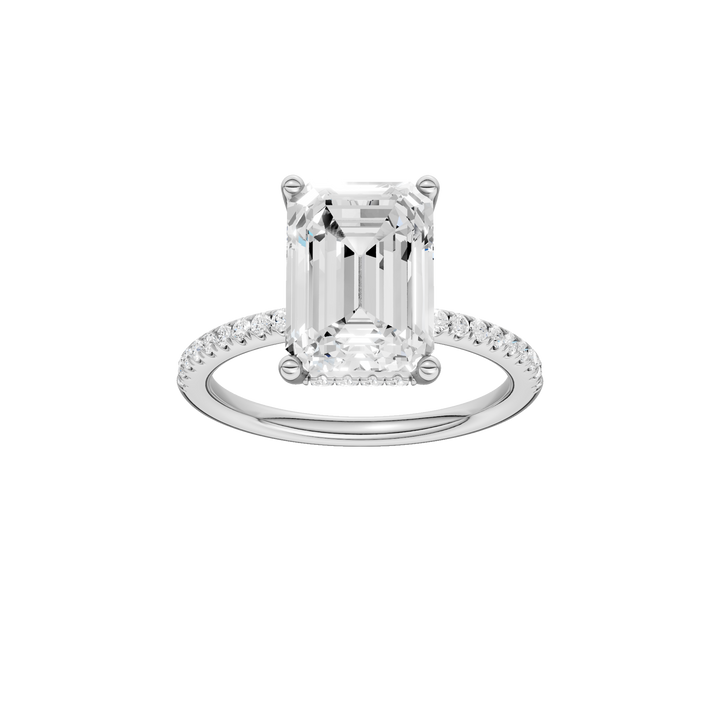 Hidden Halo Engagement Ring (Emerald) in 14K White Gold – Silvadi Jewelry Aurora CO