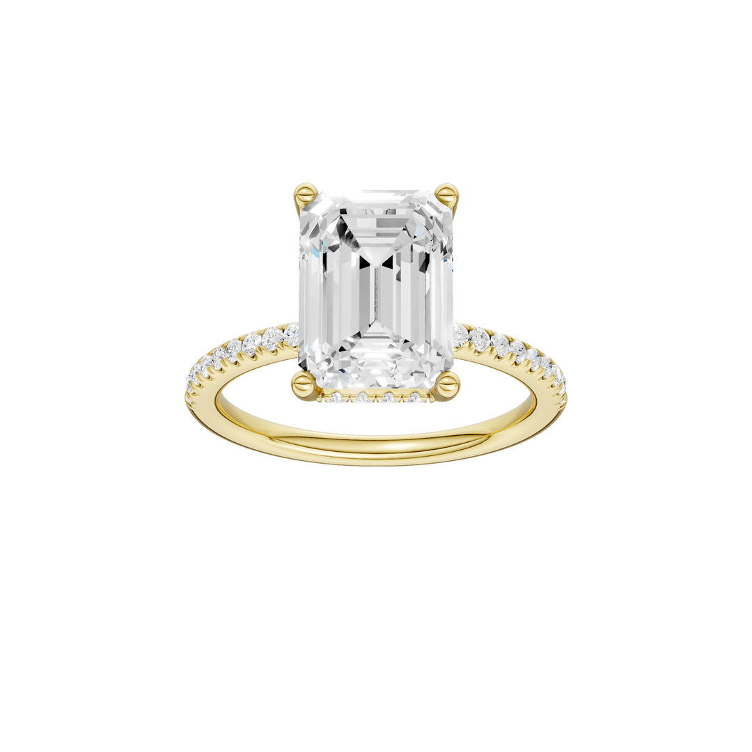 Hidden Halo Engagement Ring (Emerald) in 14K Yellow Gold – Silvadi Jewelry Aurora CO