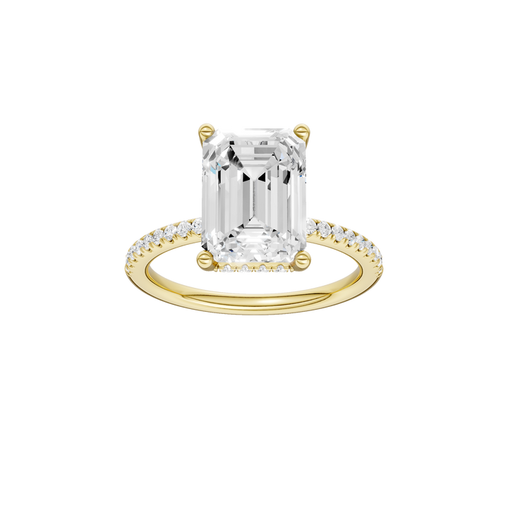 Hidden Halo Engagement Ring (Emerald) in 14K Yellow Gold – Silvadi Jewelry Aurora CO