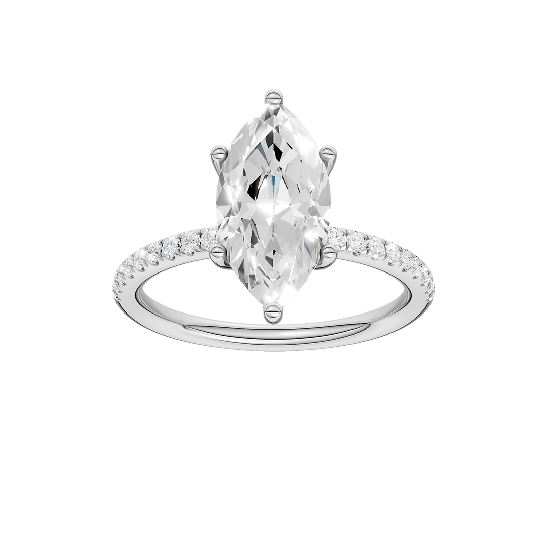Hidden Halo Engagement Ring (Marquise) in 14K White Gold – Silvadi Jewelry Aurora CO