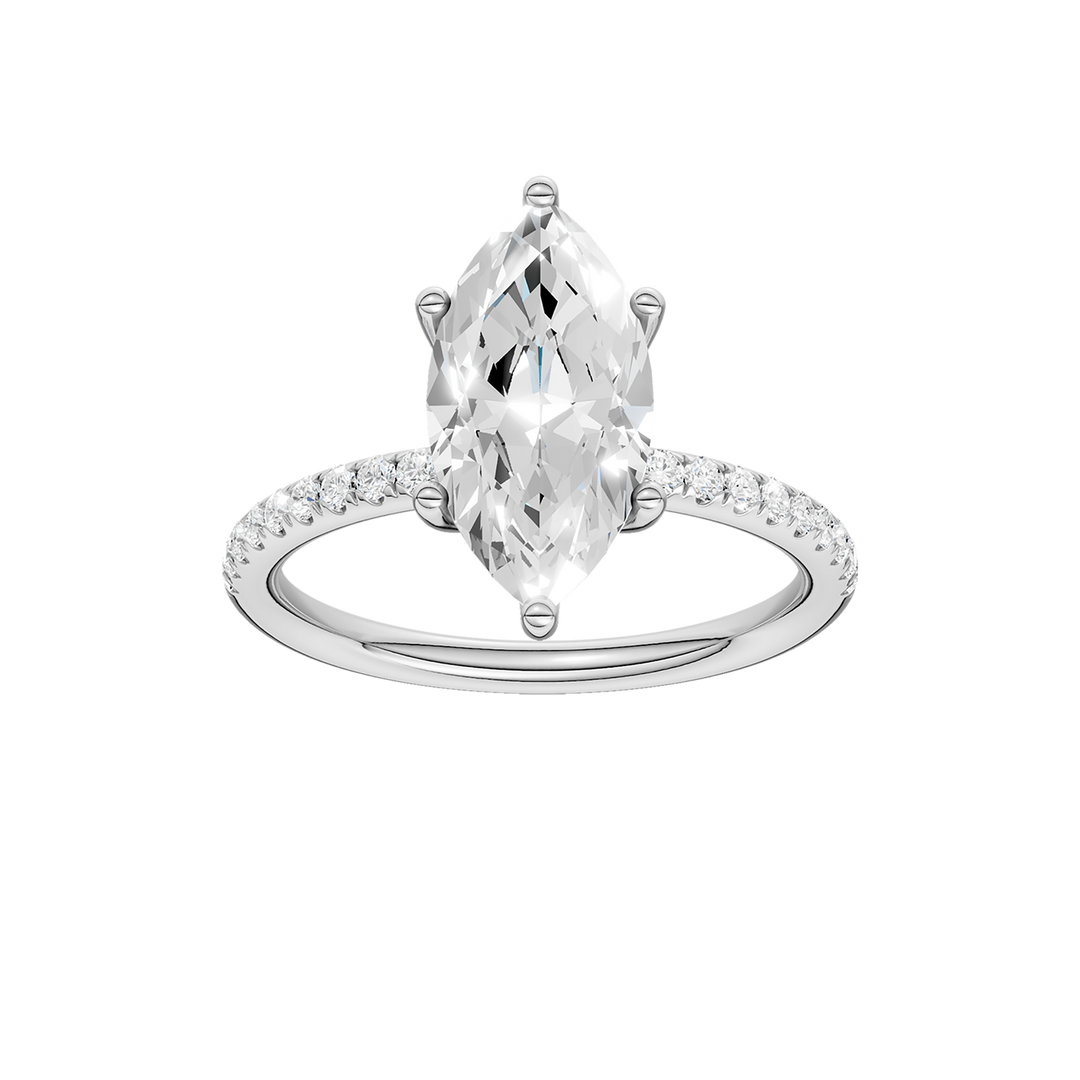 Hidden Halo Engagement Ring (Marquise) in 14K White Gold – Silvadi Jewelry Aurora CO