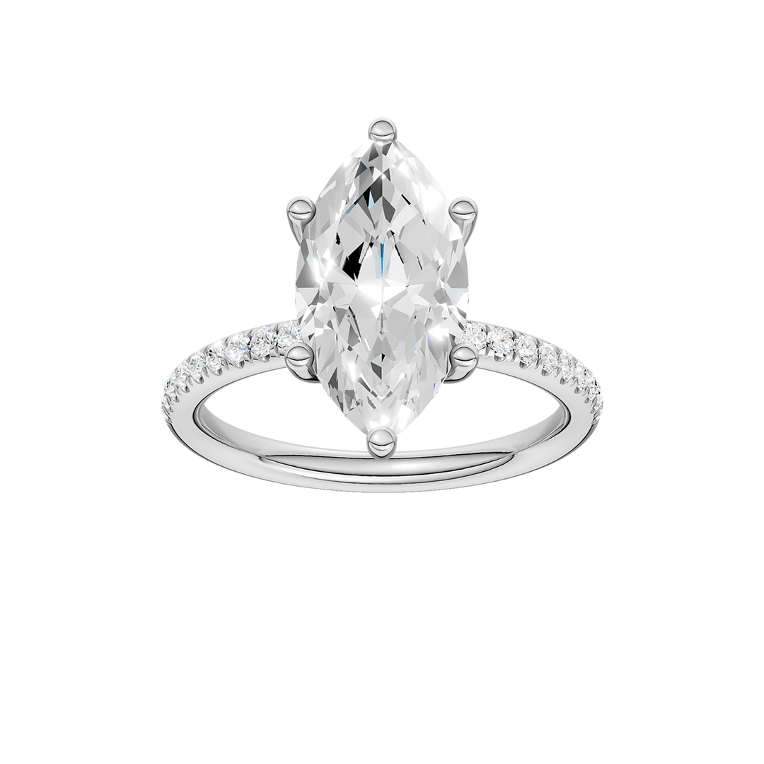 Hidden Halo Engagement Ring (Marquise) in 14K White Gold – Silvadi Jewelry Aurora CO
