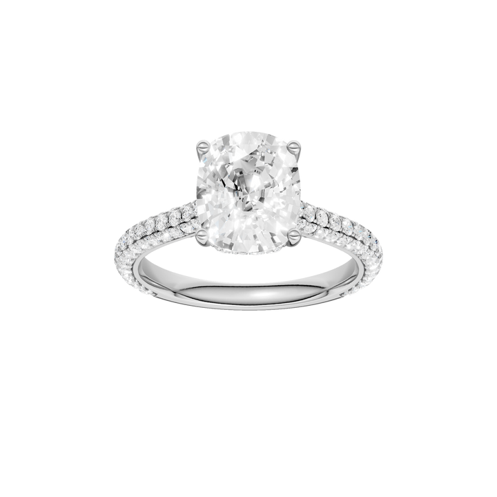Hidden Halo Pave Engagement Ring (Elongated Cushion) in 14K White Gold – Silvadi Jewelry Aurora CO