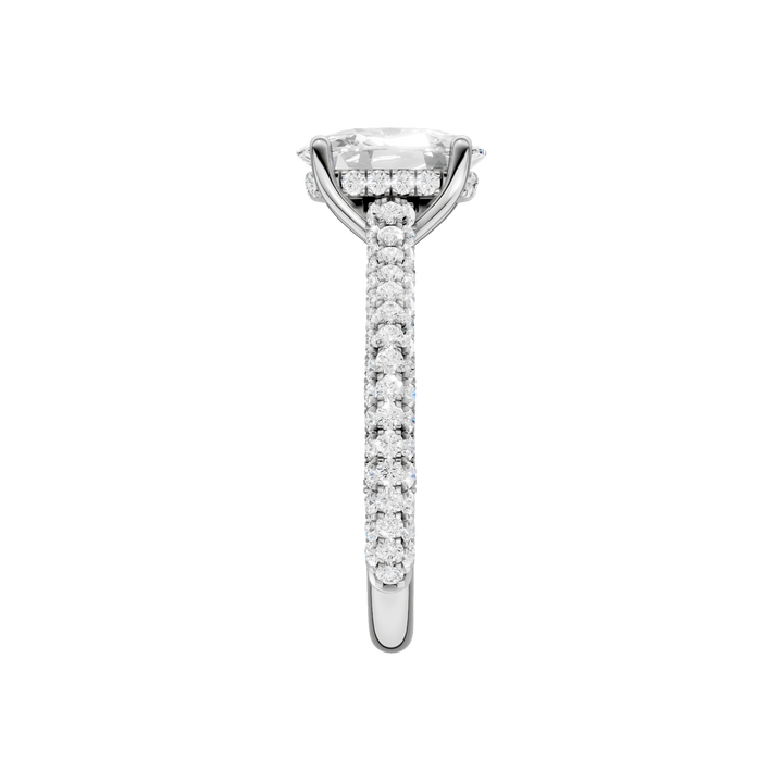 Hidden Halo Pave Engagement Ring (Elongated Cushion) in 14K White Gold – Silvadi Jewelry Aurora CO