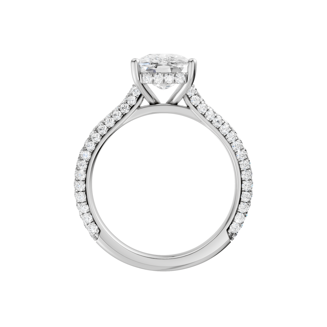 Hidden Halo Pave Engagement Ring (Elongated Cushion) in 14K White Gold – Silvadi Jewelry Aurora CO