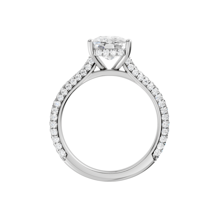 Hidden Halo Pave Engagement Ring (Elongated Cushion) in 14K White Gold – Silvadi Jewelry Aurora CO