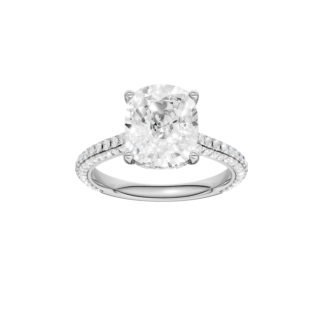 Hidden Halo Pave Engagement Ring (Elongated Cushion) in 14K White Gold – Silvadi Jewelry Aurora CO