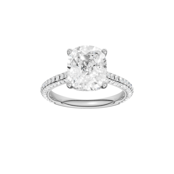 Hidden Halo Pave Engagement Ring (Elongated Cushion) in 14K White Gold – Silvadi Jewelry Aurora CO
