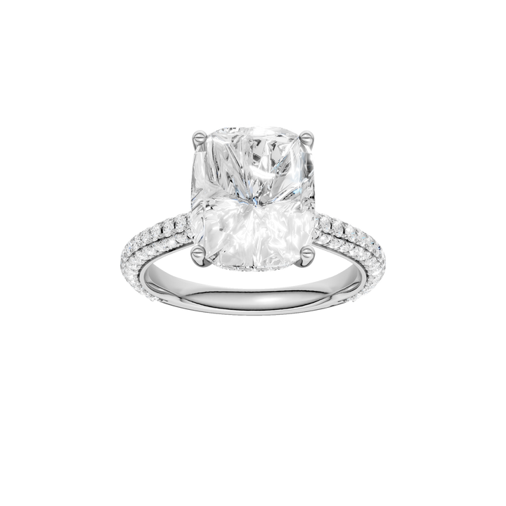 Hidden Halo Pave Engagement Ring (Elongated Cushion) in 14K White Gold – Silvadi Jewelry Aurora CO