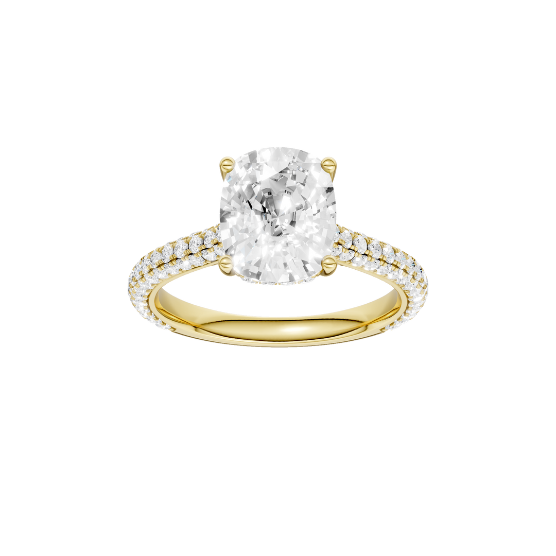 Hidden Halo Pave Engagement Ring (Elongated Cushion) in 14K Yellow Gold – Silvadi Jewelry Aurora CO