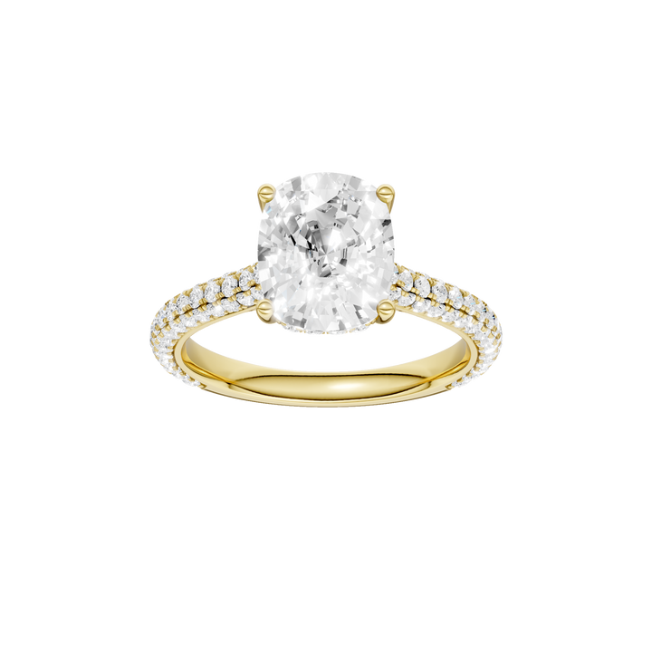 Hidden Halo Pave Engagement Ring (Elongated Cushion) in 14K Yellow Gold – Silvadi Jewelry Aurora CO