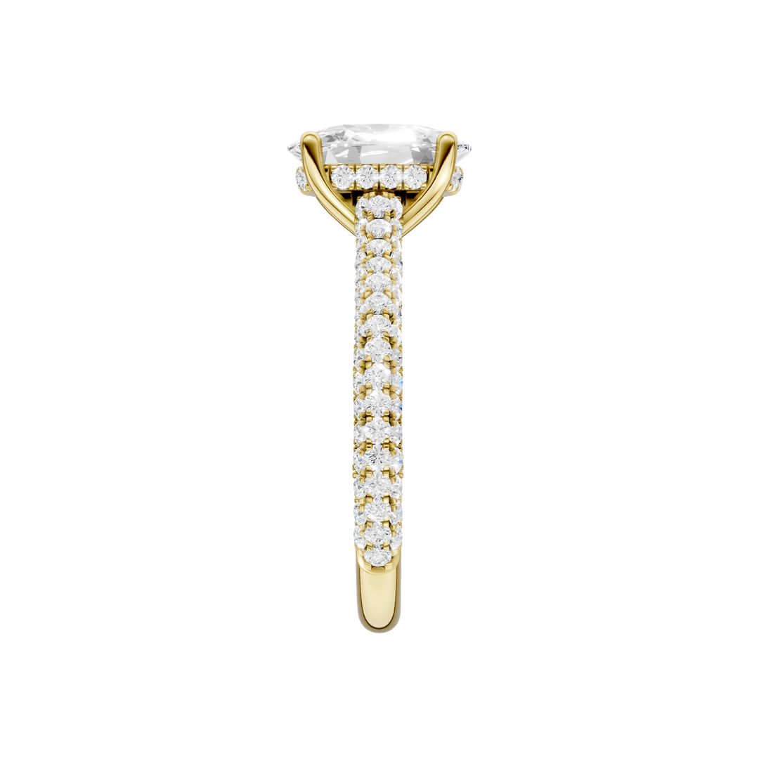 Hidden Halo Pave Engagement Ring (Elongated Cushion) in 14K Yellow Gold – Silvadi Jewelry Aurora CO