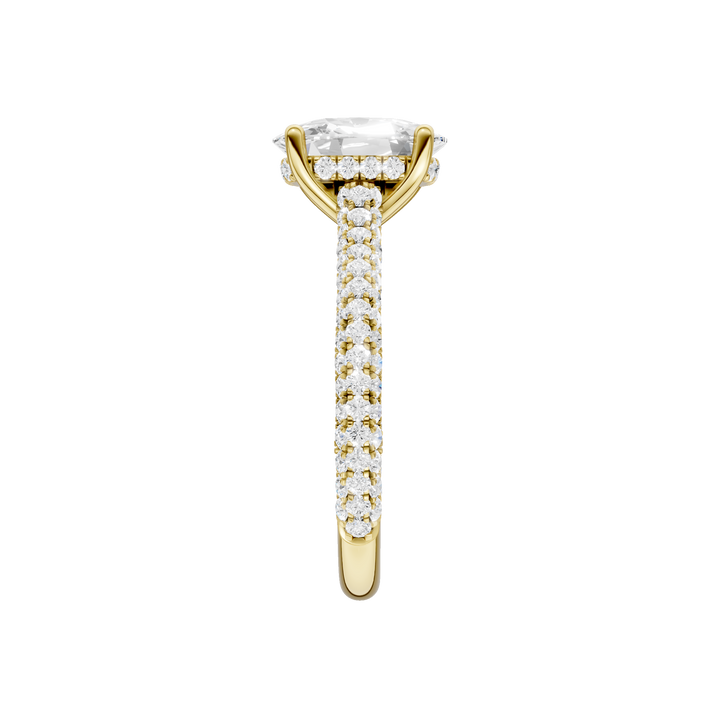 Hidden Halo Pave Engagement Ring (Elongated Cushion) in 14K Yellow Gold – Silvadi Jewelry Aurora CO