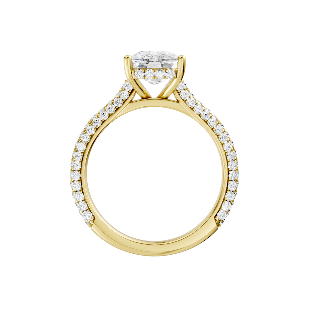 Hidden Halo Pave Engagement Ring (Elongated Cushion) in 14K Yellow Gold – Silvadi Jewelry Aurora CO