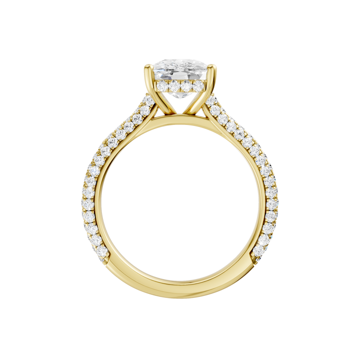 Hidden Halo Pave Engagement Ring (Elongated Cushion) in 14K Yellow Gold – Silvadi Jewelry Aurora CO