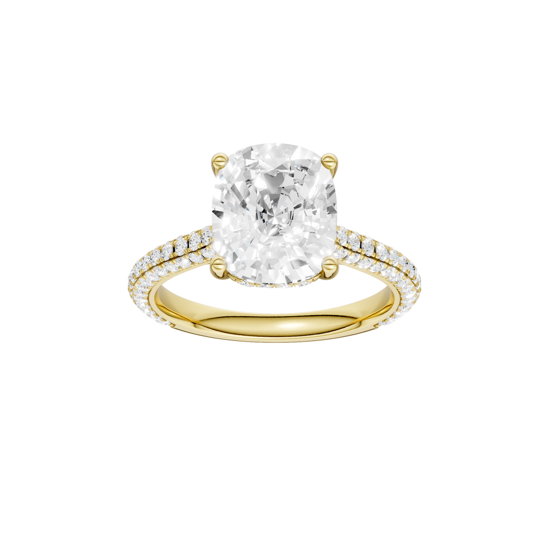 Hidden Halo Pave Engagement Ring (Elongated Cushion) in 14K Yellow Gold – Silvadi Jewelry Aurora CO