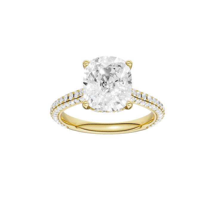 Hidden Halo Pave Engagement Ring (Elongated Cushion) in 14K Yellow Gold – Silvadi Jewelry Aurora CO