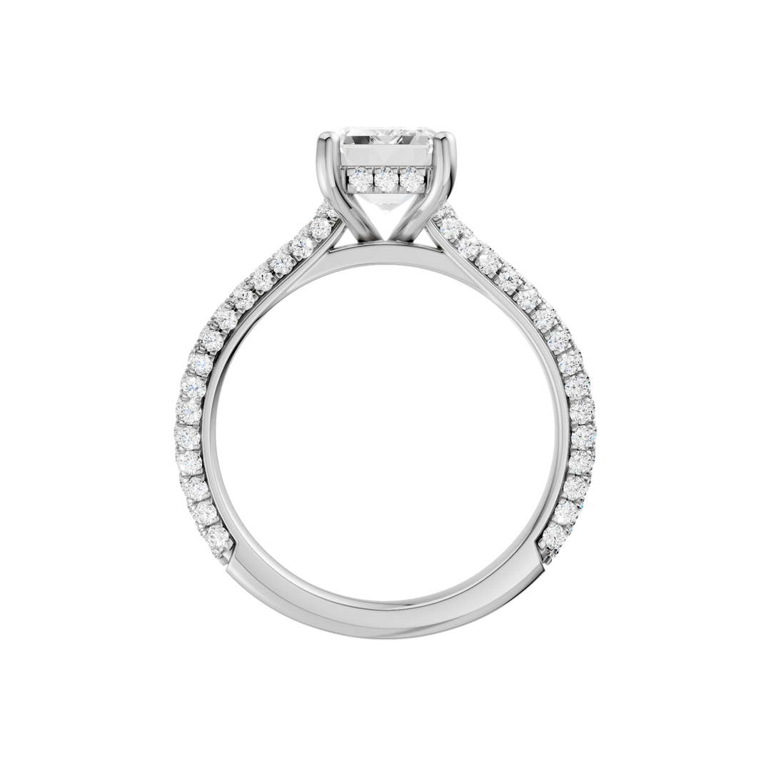Hidden Halo Pave Engagement Ring (Emerald) in 14K White Gold – Silvadi Jewelry Aurora CO